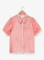 Wicked Glinda Butterfly & Bubble Sheer Women's Plus Button-Up - BoxLunch Exclusive