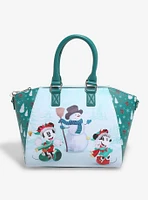 Loungefly Disney Mickey Mouse & Minnie Mouse Snowman Satchel Bag Hot Topic Exclusive