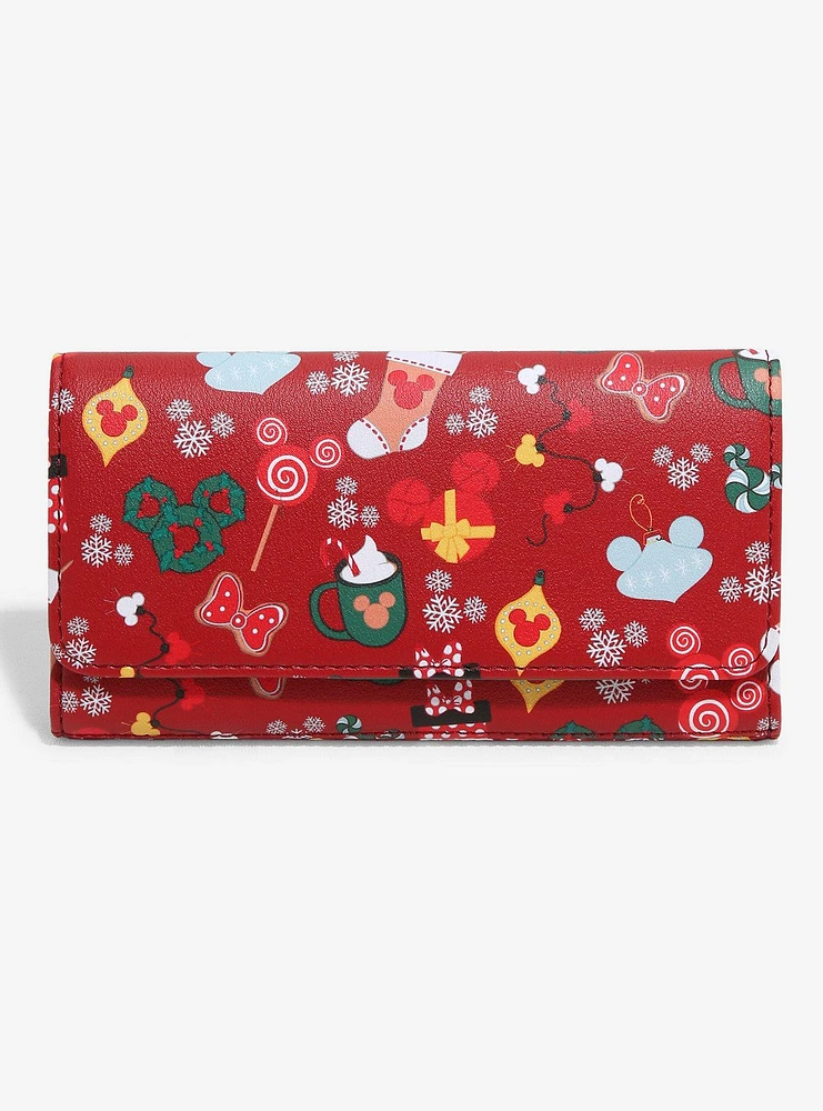 Loungefly Disney Mickey Mouse Holiday Sweets & Treats Flap Wallet Hot Topic Exclusive