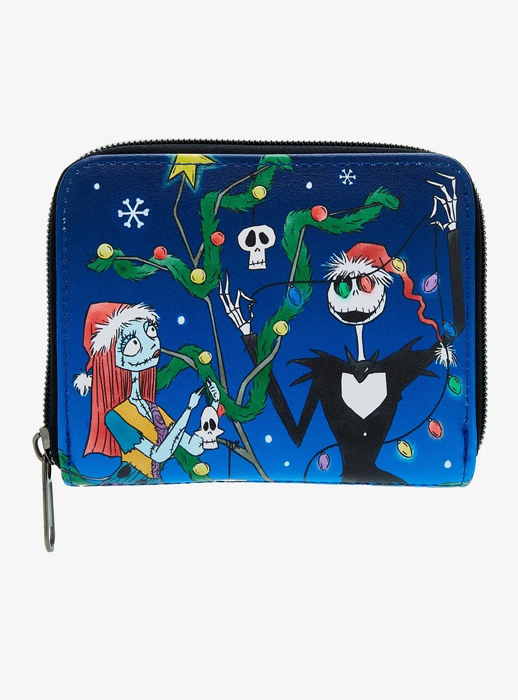 Loungefly The Nightmare Before Christmas Jack & Sally Tree Decorating Mini Zipper Wallet