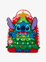 Loungefly Disney Stitch Christmas Tree Figural Mini Backpack Hot Topic Exclusive