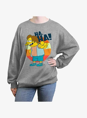 The Simpsons Nelson Ha Womens Oversized Sweatshirt