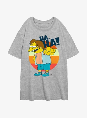 The Simpsons Nelson Ha Womens Oversized T-Shirt