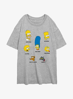 The Simpsons Family Faces Womens Oversized T-Shirt