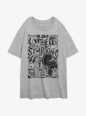 The Simpsons Pop Art Family Womens Oversized T-Shirt