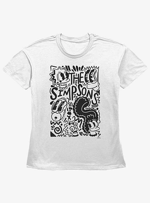 The Simpsons Pop Art Family Womens Straight Fit T-Shirt