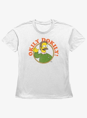 The Simpsons Okily Dokily Ned Flanders Womens Straight Fit T-Shirt