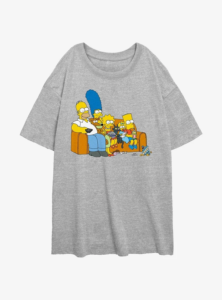 The Simpsons Family Couch Womens Oversized T-Shirt