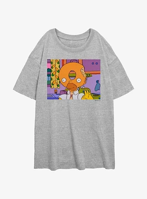 The Simpsons Donut Head Homer Womens Oversized T-Shirt