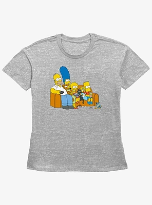 The Simpsons Family Couch Womens Straight Fit T-Shirt