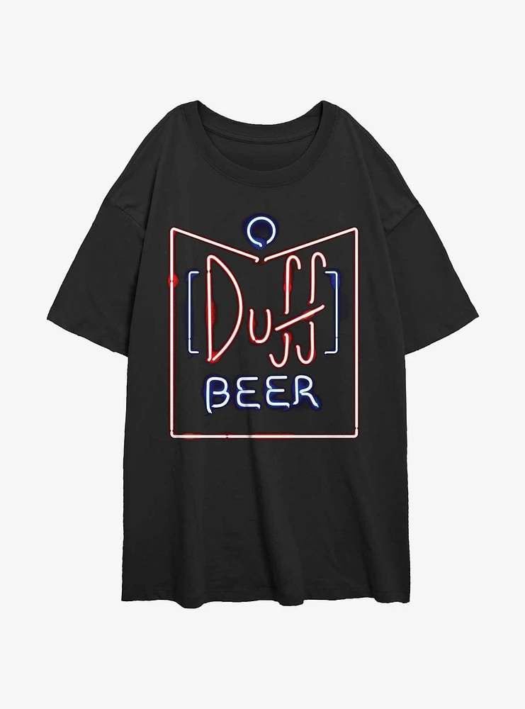The Simpsons Duff Beer Sign Womens Oversized T-Shirt
