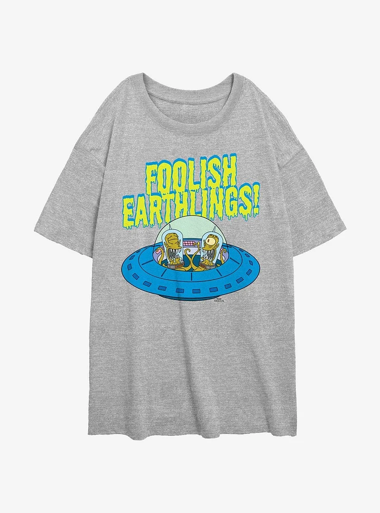 The Simpsons Foolish Earthlings Womens Oversized T-Shirt