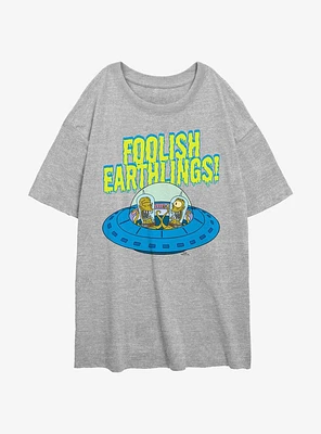 The Simpsons Foolish Earthlings Womens Oversized T-Shirt