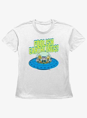 The Simpsons Foolish Earthlings Womens Straight Fit T-Shirt