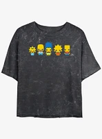 The Simpsons Chibi Lineup Mineral Wash Womens Crop T-Shirt