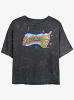 The Simpsons Squishee Logo Mineral Wash Womens Crop T-Shirt