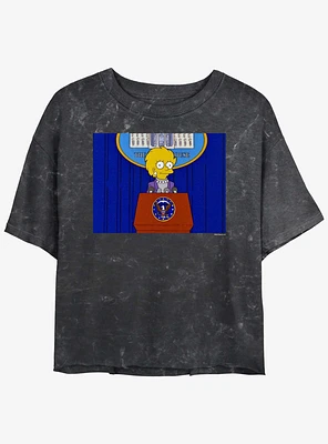 The Simpsons Future President Lisa Mineral Wash Womens Crop T-Shirt