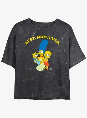 The Simpsons Marge Best Mom Ever Mineral Wash Womens Crop T-Shirt