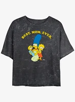 The Simpsons Marge Best Mom Ever Mineral Wash Womens Crop T-Shirt