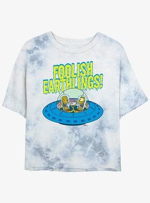 The Simpsons Foolish Earthlings Tie-Dye Womens Crop T-Shirt