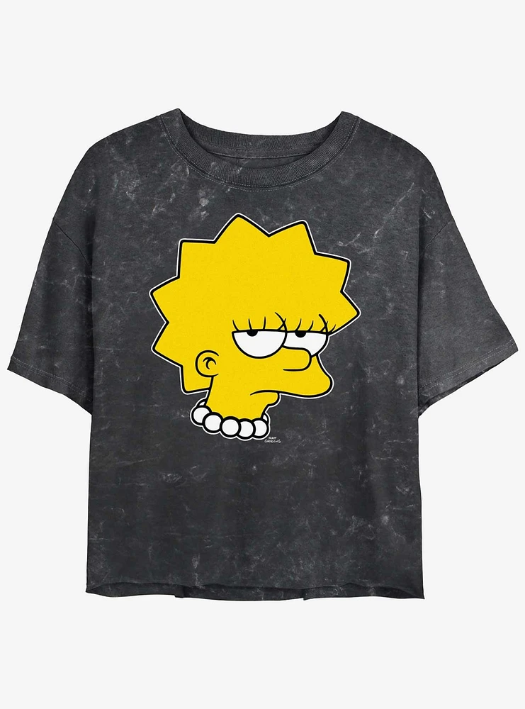 The Simpsons Unamused Lisa Mineral Wash Womens Crop T-Shirt