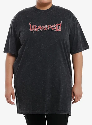 Social Collision Wasted Dark Wash Girls Oversized T-Shirt Plus