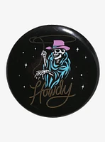 Howdy Skeleton Cowboy 3 Inch Button