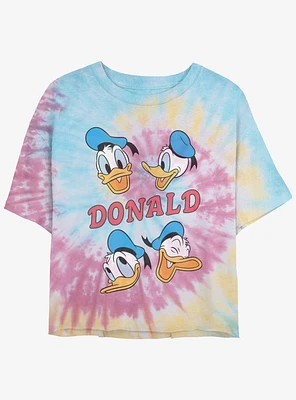 Disney Donald Duck Four Donalds Womens Tie-Dye Crop T-Shirt