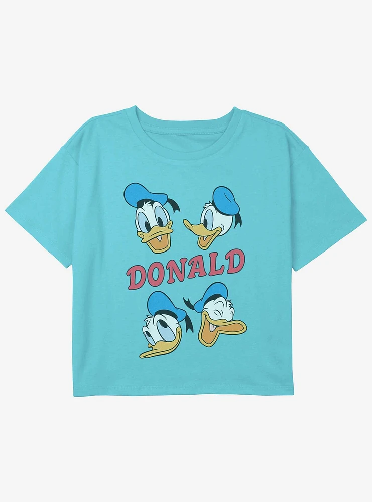 Disney Donald Duck Four Donalds Youth Girls Boxy Crop T-Shirt