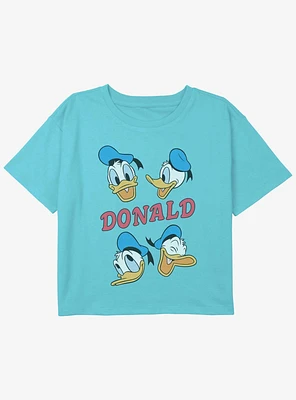 Disney Donald Duck Four Donalds Youth Girls Boxy Crop T-Shirt