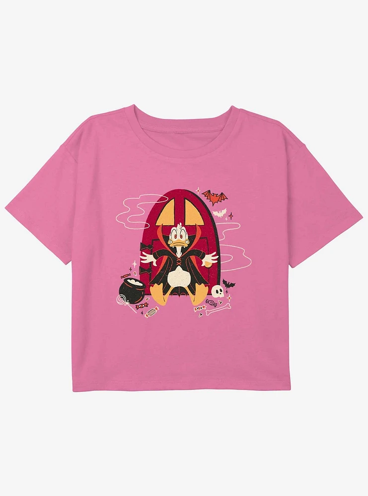 Disney Donald Duck Vampire Youth Girls Boxy Crop T-Shirt