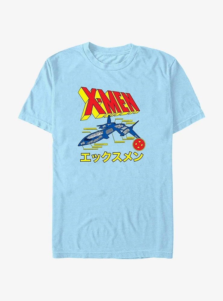 Marvel X-Men Plane Diagram Japanese Writing T-Shirt