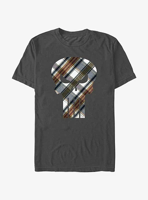 Marvel Punisher Plaid Logo  T-Shirt