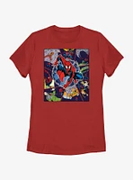 Marvel Spider-Man Comic Strip Collage Womens T-Shirt