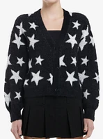 Black & White Star Fuzzy Girls Cardigan