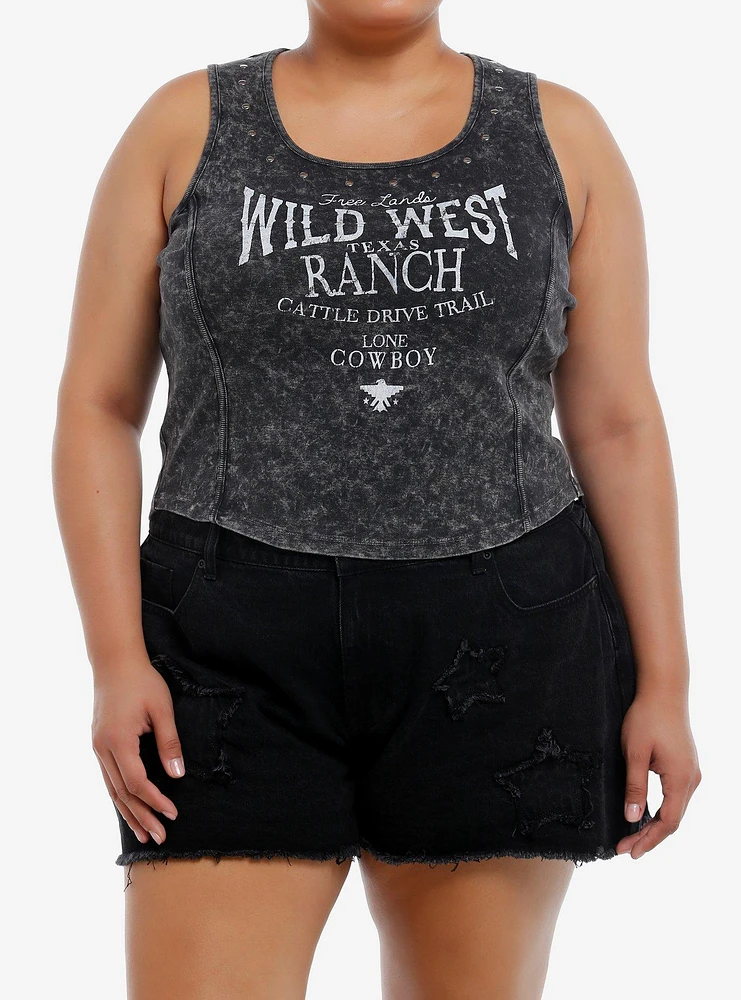 Cosmic Aura Wild West Ranch Studded Wash Girls Tank Top Plus