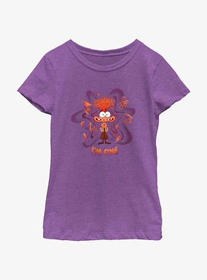 Disney Pixar Inside Out 2 Anxiety I Am Fine Youth Girls T-Shirt