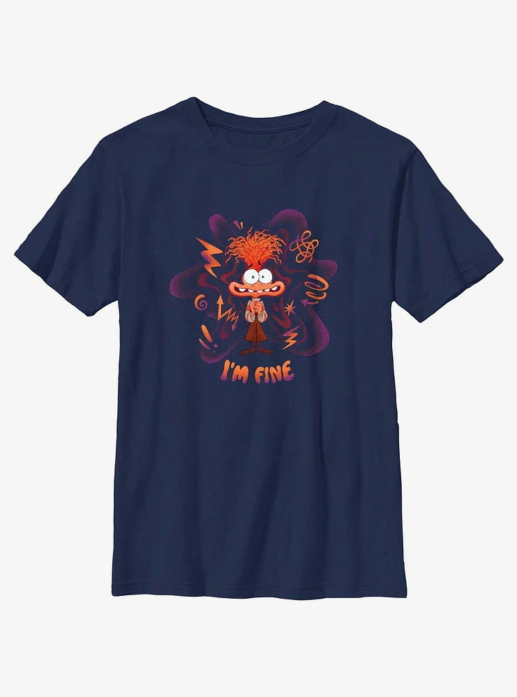 Disney Pixar Inside Out 2 Anxiety I Am Fine Youth T-Shirt