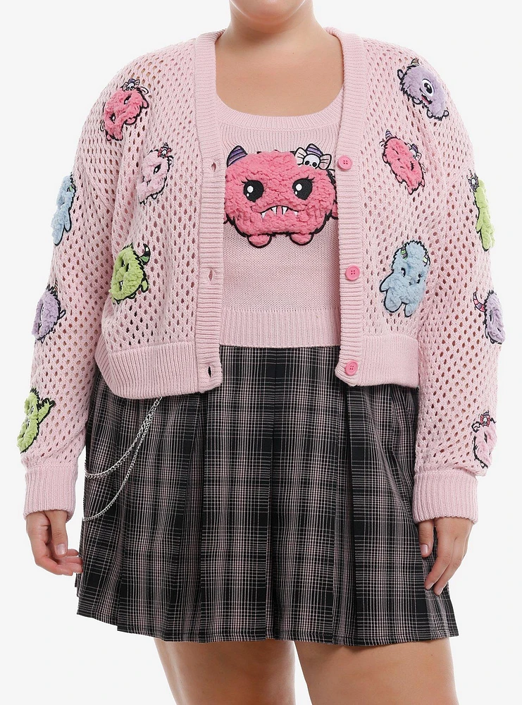 Sweet Society Fuzzy Monster Girls Cardigan & Tank Top Set Plus