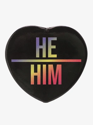 He/Him Pronoun Heart 3 Inch Button