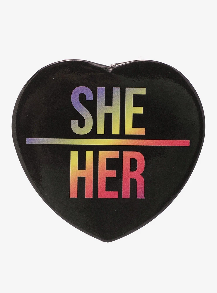 She/Her Pronoun Heart 3 Inch Button