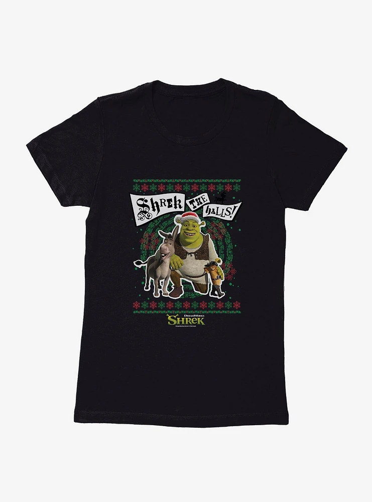 Shrek The Halls! Group Ugly Christmas Sweater Womens T-Shirt