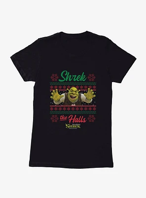 Shrek The Halls Ugly Christmas Sweater Womens T-Shirt