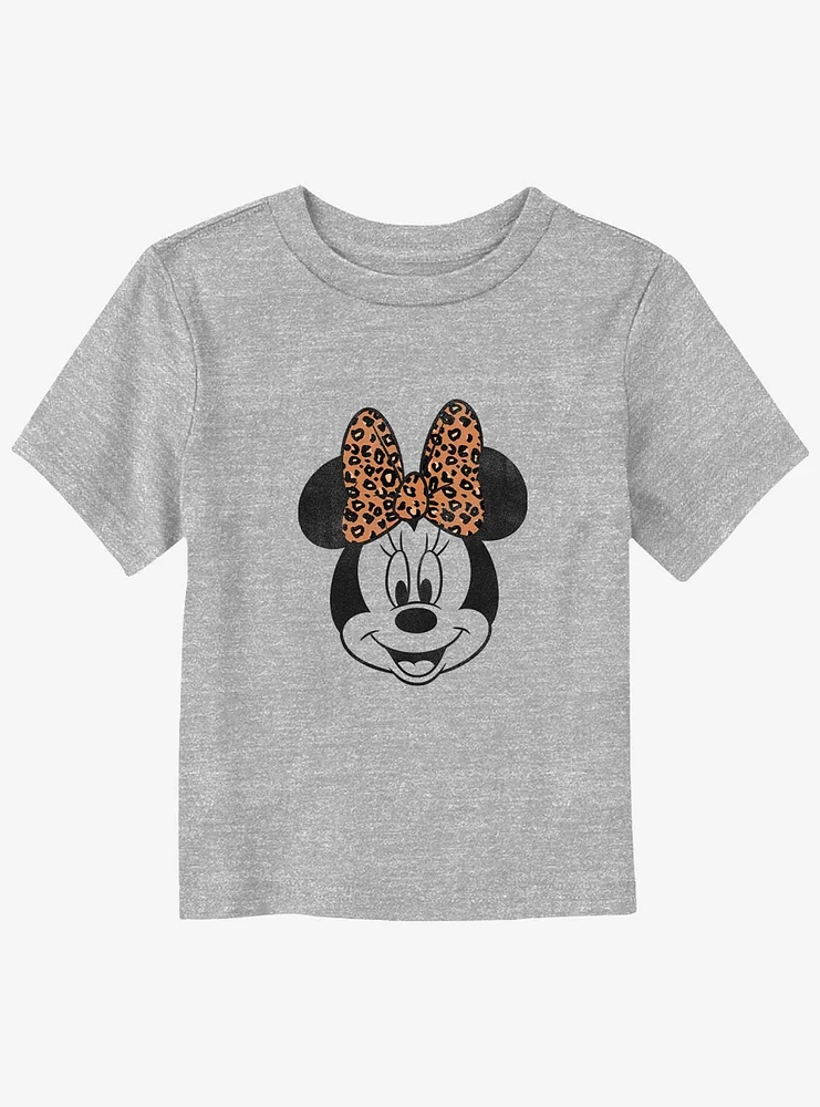 Disney Mickey Mouse Modern Minnie Face Leopard Toddler T-Shirt