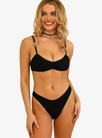 Dippin' Daisy's Seaport Thong Swim Bottom Black Rib