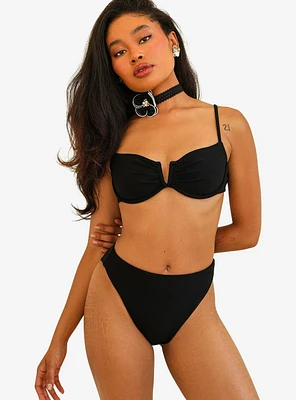 Dippin' Daisy's Seashore High Waisted Cheeky Swim Bottom Black Rib