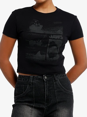 Jaws Black Tonal Girls Baby T-Shirt