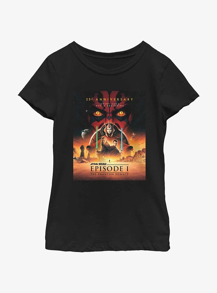 Star Wars Episode I: The Phantom Menace 25th Anniversary Poster Youth Girls T-Shirt