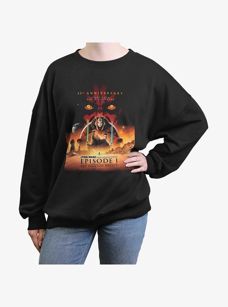 Star Wars Episode I: The Phantom Menace 25th Anniversary Poster Womens Oversized Sweatshirt