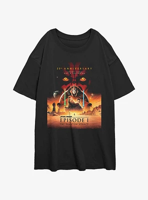 Star Wars Episode I: The Phantom Menace 25th Anniversary Poster Womens Oversized T-Shirt